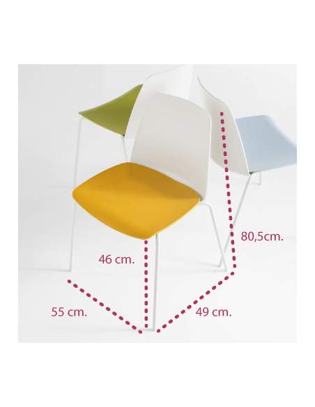 Medidas silla confidente unnia de inclass en varios colores