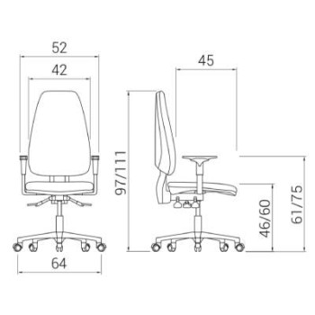 Medidas silla oficina adapta pro 48 horas de dileoffice