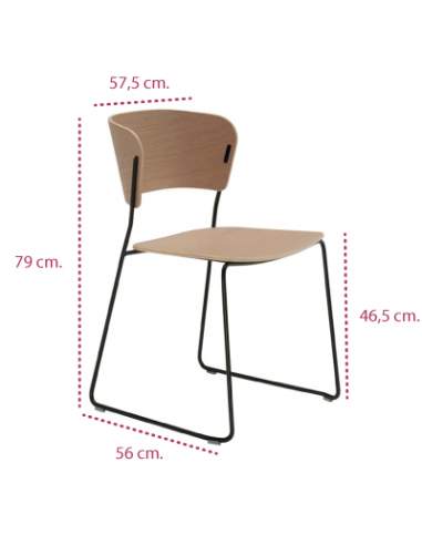 Medidas silla de diseño arc de inclass con pie varilla y de madera
