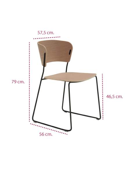 Medidas silla de diseño arc de inclass con pie varilla y de madera