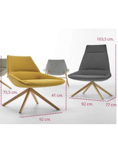 Medidas butaca giratoria de madera dunas xl de inclass