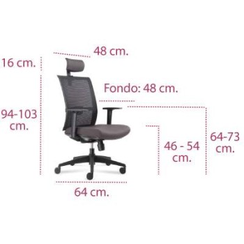 Medidas silla de trabajo arko o verona de vincolo