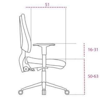 Medidas silla blanca oficina equis de vincolo vista lateral