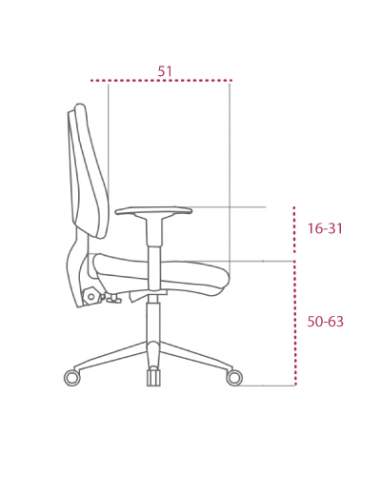 Medidas silla blanca oficina equis de vincolo vista lateral Medidas silla blanca oficina equis de vincolo vista lateral