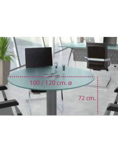 Medidas mesa de reunion redonda de cristal de rocada