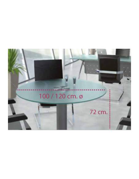 Medidas mesa de reunion redonda de cristal de rocada