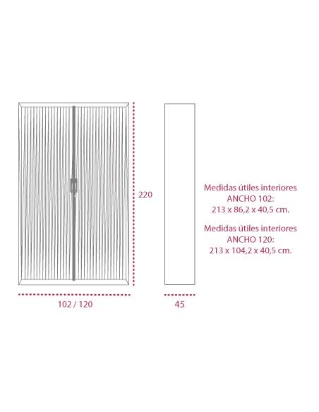 Medidas armario metálico persiana vertical de 220 cm. de altura Medidas armario metálico persiana vertical de 220 cm. de altura