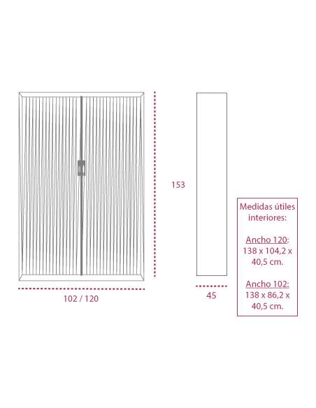 Medidas armario metálico con ruedas y persiana vertical de gapsa de 153 cm. altura