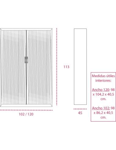 Medidas armario metálico con ruedas y persiana vertical de gapsa de 113 cm. altura Medidas armario metálico con ruedas y persiana vertical de gapsa de 113 cm. altura