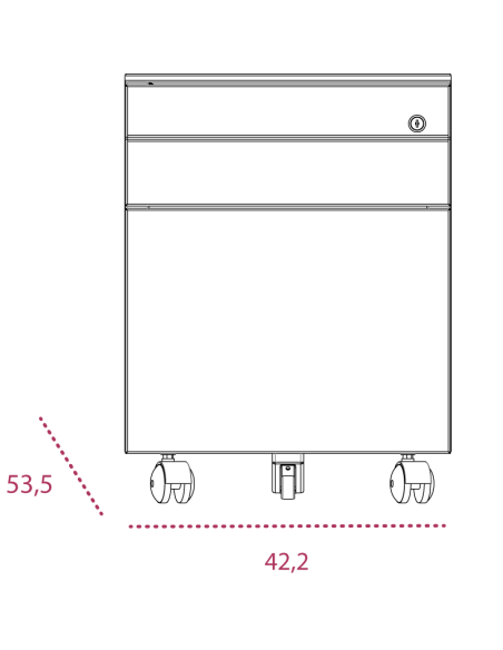 Medidas buc metálico varios cajones con ruedas de gapsa