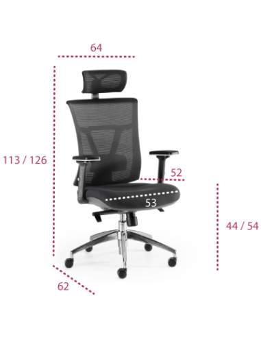 Medidas silla ergonomica oficina ankara de euromof