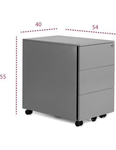 Medidas cajonera metálica 3 cajones atenas de euromof
