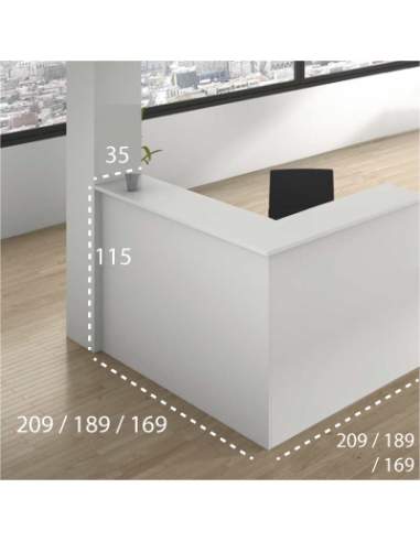 Medidas mostrado de recepción en L enter con mesa de Iman Medidas mostrado de recepción en L enter con mesa de Iman