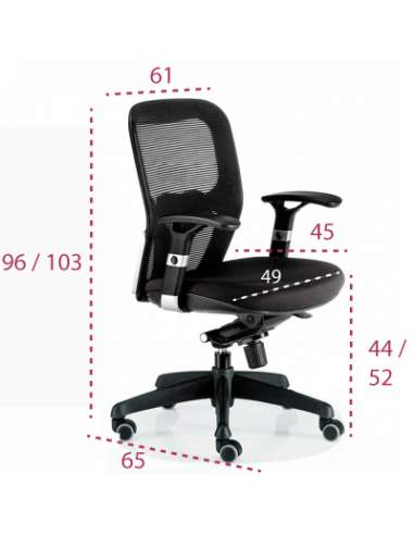 Medidas silla de trabajo ergonómica Boston de Euromof Medidas silla de trabajo ergonómica Boston de Euromof