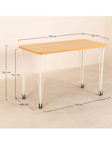 Medidas escritorio con ruedas Naipe Medidas escritorio con ruedas Naipe