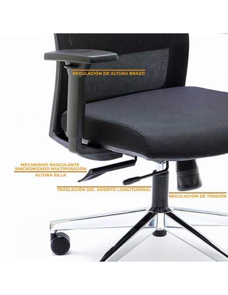 SILLA ERGONÓMICA OFICINA XXL NIZA DE EUROMOF NEGRA