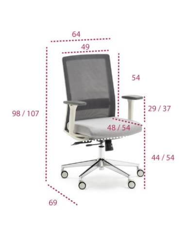 Medidas silla ergonómica XXL Niza de Euromof para personas con sobrepeso