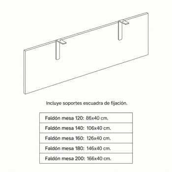 Faldón para mesa de despacho Skala