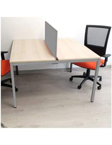 Mesa coworking Lite tablero haya estructura gris Mesa coworking Lite tablero haya estructura gris