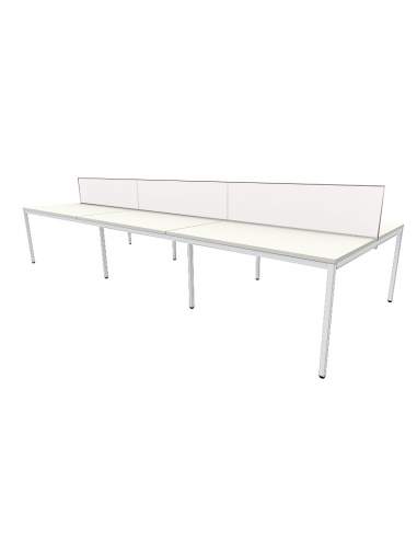 Mesa coworking Lite tablero blanco estructura blanca Mesa coworking Lite tablero blanco estructura blanca