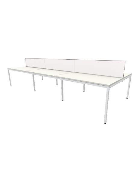 Mesa coworking Lite tablero blanco estructura blanca Mesa coworking Lite tablero blanco estructura blanca