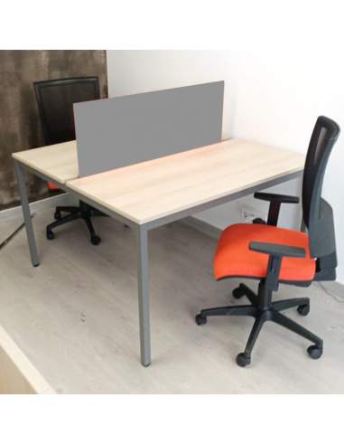 Mesa coworking Lite tablero haya estructura gris Mesa coworking Lite tablero haya estructura gris